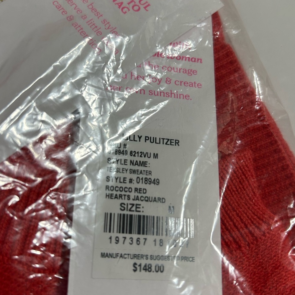 Lilly Pulitzer Red Tensley sweater with pink hearts - Picture 8 of 8